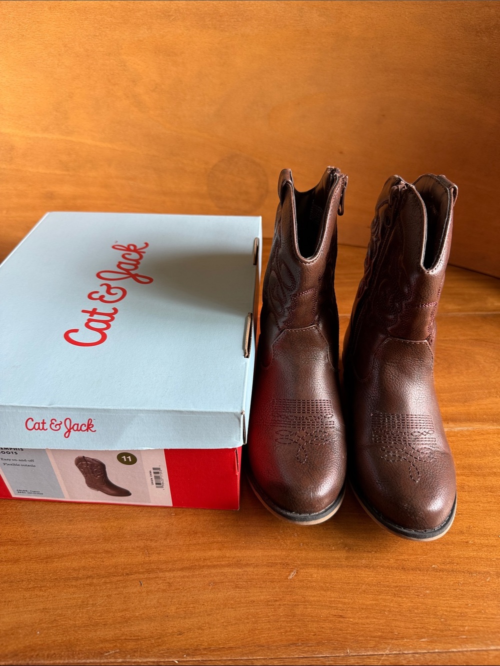 Cat & Jack Dark Brown Western Ankle Boots